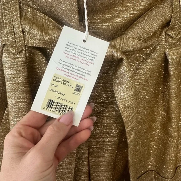 Sézane Rome shorts metallic gold size 4 - Picture 6 of 8